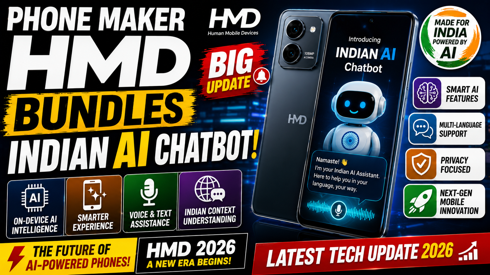 Phone Maker HMD Bundles Indian AI Chatbot 2026 Massive AI Smartphone Update